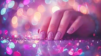 close up of woman doing a manicure on another woman's nails in a salon with blurred background