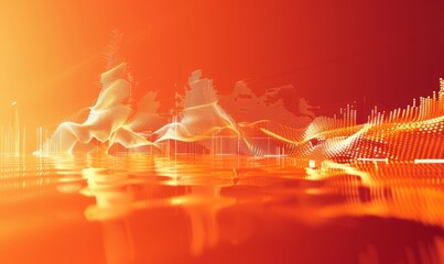 Sound Wave and Audio Technology Concept. Orange, Futuristic Digital Style