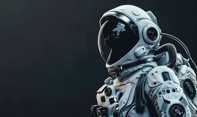 Space Explorer in Exosuit: Advanced spacesuit with helmet and exploration gadgets