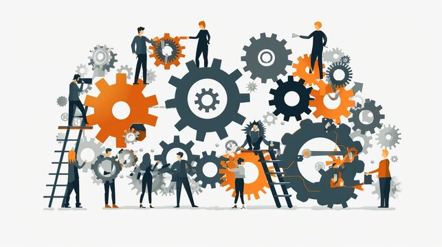 Teamwork and Collaboration: Interconnected Gears and People