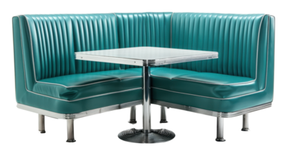 Corner booth diner seating on transparent background 