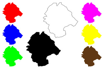 New Delhi city (Republic of India) map vector illustration, scribble sketch Nai Dilli map