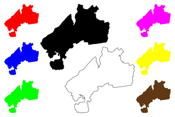 Qiqihar city (People's Republic of China, PRC) map vector illustration, scribble sketch Ch'i-ch'i-ha-erh, Tsitsihar Prefecture-level city map