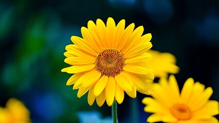 Bright Yellow Gerbera Flowers With Blurred Background