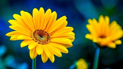 Obraz premium Bright Yellow Gerbera Flowers With Blurred Background