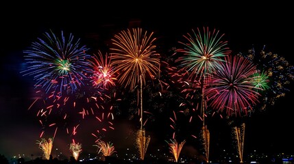  Vibrant new years banner with fireworks and cheering crowd