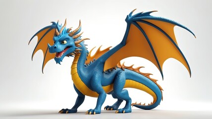 Naklejka premium 3d cartoon mascot of cute dragon, isolated on white background