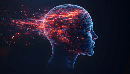 Obraz premium Artificial Intelligence Concept Illustration with an Abstract Human Head