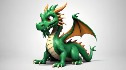 Obraz premium 3d cartoon mascot of cute dragon, isolated on white background