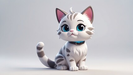 Fototapeta premium 3d cartoon mascot of cute cat, isolated on white background