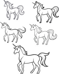unicorn coloring page line art silhouette 