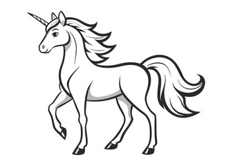 unicorn coloring page line art silhouette 