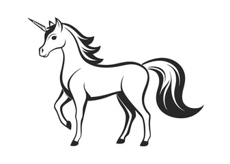 unicorn coloring page line art silhouette 