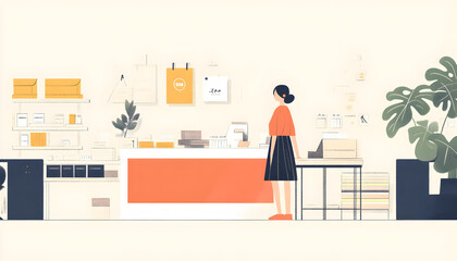 Online Shopping Store Illustration in Minimalist Style
