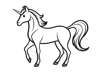 unicorn coloring page line art silhouette 