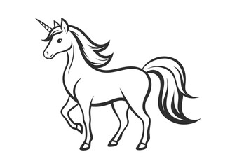 unicorn coloring page line art silhouette 