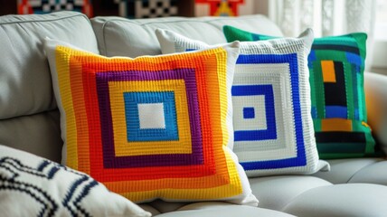 Pixel art pillow covers in style nostalgic and modern,as bright home decor