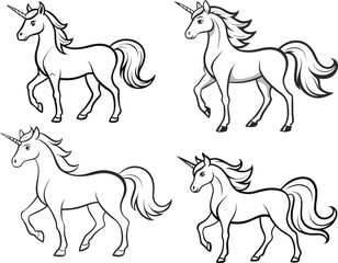 unicorn coloring page line art silhouette 