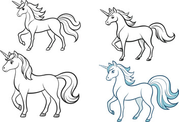 unicorn coloring page line art silhouette  © Tanvir