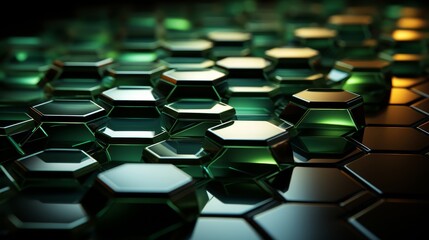 Fototapeta premium Abstract geometric green neon backgrounds.