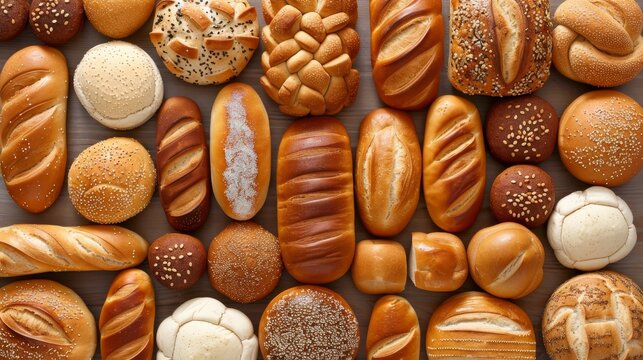 Assortment of various freshly baked breads on isolated background, creating a delicious selection
