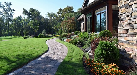Fototapeta premium Beautiful Yard Design for a Private House. Created with Generative AI