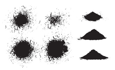 Black Powder Pile Icon, Dirt Symbol, Soil Sign, Dust Heap, Compost, Gravel, Sand, Powder Pile Vector Illustration