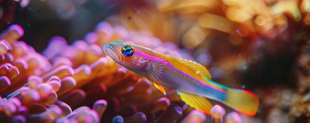 Colorful goby fish in a reef environment, 4K hyperrealistic photo