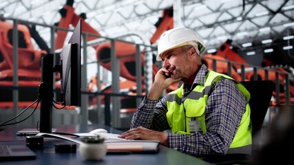 Sad Car Factory Employee With Stress