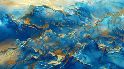 A blue and gold landscape, Chinese style