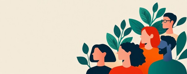 Social connections, balanced lifestyle benefits, flat design illustration