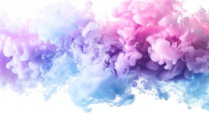 Fototapeta premium 3D special effects clouds graphics for white background with pink party fog. Isolated blue, teal, purple, aqua smoke clouds or thought clouds.