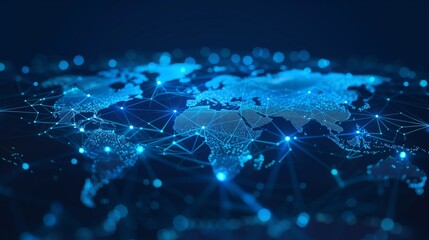 Fototapeta premium Global network concept, cyber technology, cyber-transfer international business, abstract map of the world