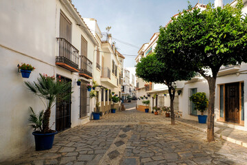 Fragment of the old town of the beautiful town of Estepona - a city located in southern Spain, near Malaga in Andalusia. The photo was taken on June 07, 2024