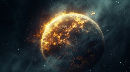 Abstract fiery planet landscapes.