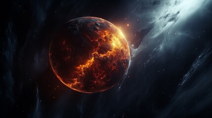 Fototapeta premium Abstract fiery planet landscapes.