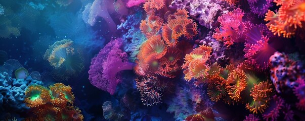 Colorful Coral Reef Texture Background, 4K hyperrealistic photo