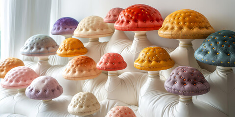 Mushroom Playground, Happy Classroom, Activity Space. Modern Kindergarten, School, Kids Room, Youth Hobby Club, Nursery, Toddler Daycare. Faux Leather Upholstery, Fun Maze Play Furniture, Stuffed Toy