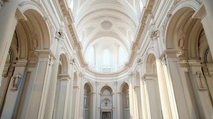 Naklejka premium Italian Baroque architecture, dramatic curves, focus on, artistic flair, realistic, composite, church interior