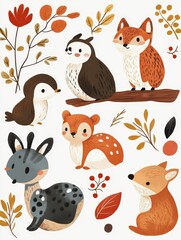Cute Woodland Animals Illustration