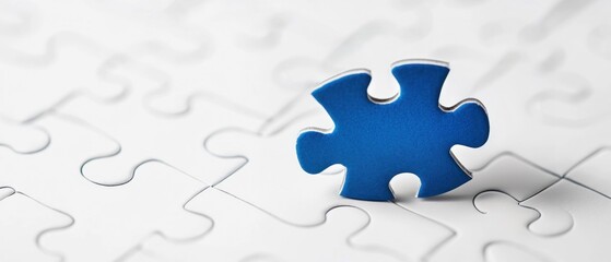 Obraz premium Blue Puzzle Piece Standing Out on White Background. Generative ai