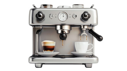 Espresso coffee machine on transparent background
