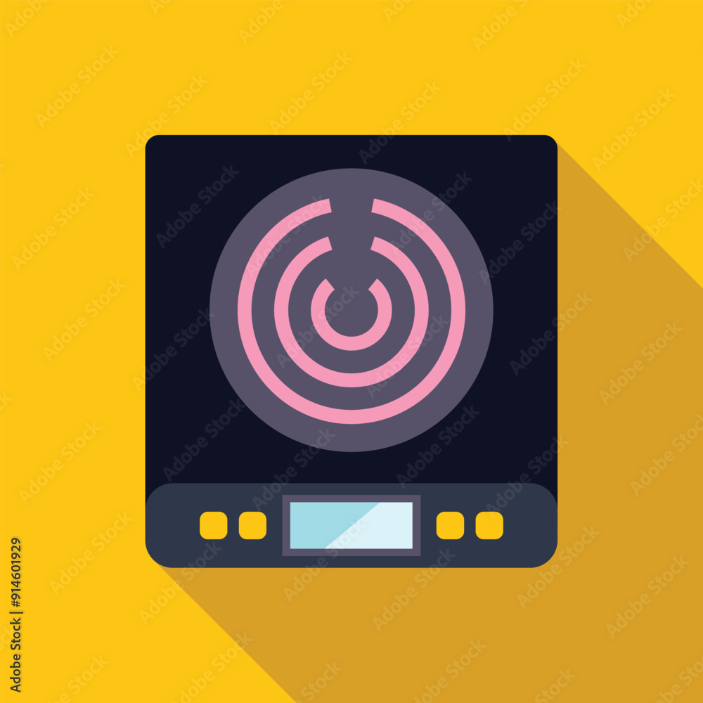Poster modern induction cooker showing empty cooking surface with digital display