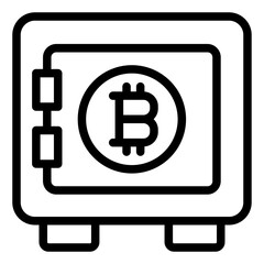 Bitcoin safe deposit icon for secure storage.
