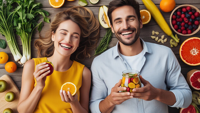 Plant-based nutrition with organic fruit and vegetables brings a smile to the table and to people. 