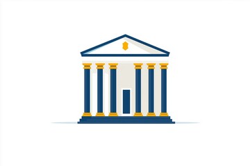 Blue Gold Corporate Banking Multi Colored Graphic Simple Minimal on Blank White Generative Illustration