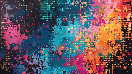 Vibrant abstract painting with dynamic shapes and bold colors, creating a lively and energetic composition.