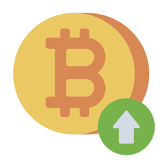 Increase value of bitcoin with a growth arrow.
