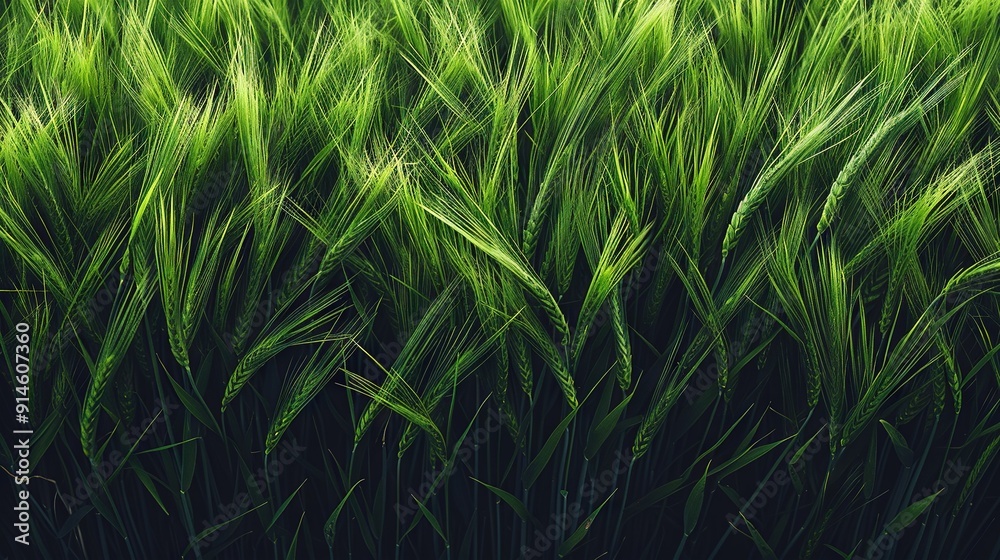 Canvas Prints   A field of lush green grass in focus against a serene blue sky backdrop