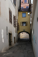 Skofja Loka is a beautiful medieval town in Slovenia it preserves a picturesque old town with colorful houses, wall paintings and forged signs